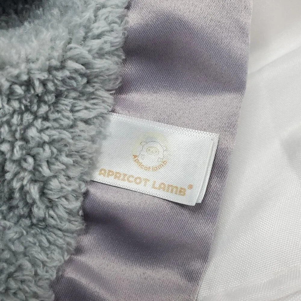 Apricot Lamb Bunny Security Baby Lovey Gray Plush 12" Satin Edges Blanket Lovie - Picture 4 of 7